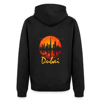 Dubai Skyline Arab Emirates - Unisex Premium Bio Zip Hoodie - Schwarz - Hinten - Nico (187cm)