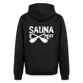 Sauna Wellness Spa Thermal Bath - Unisex Premium Bio Zip Hoodie - Schwarz - Hinten - Nico (187cm)