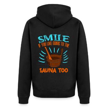 Sauna Joke Spa Thermal Bath Wellness - Unisex Premium Bio Zip Hoodie - Schwarz - Hinten - Nico (187cm)