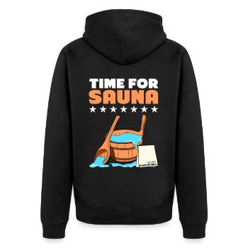 Sauna Wellness Spa - Unisex Premium Bio Zip Hoodie - Schwarz - Hinten - Nico (187cm)
