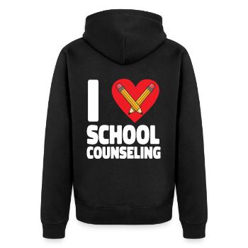 Conseiller scolaire Cœur I (Cœur) - Veste à capuche bio Premium Unisexe - noir - Dos - Nico (187cm)