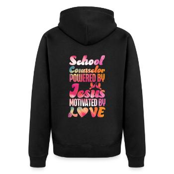 Conseiller scolaire Jesus Faith - Veste à capuche bio Premium Unisexe - noir - Dos - Nico (187cm)