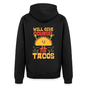 School Counselor Taco Will Give - Unisex Premium Bio Zip Hoodie - Schwarz - Hinten - Nico (187cm)