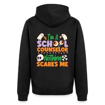 Conseillère scolaire Maman Halloween Je suis - Veste à capuche bio Premium Unisexe - noir - Dos - Nico (187cm)