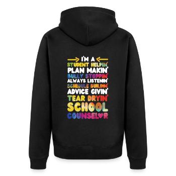 Conseillère scolaire Aquarelle Je suis A - Veste à capuche bio Premium Unisexe - noir - Dos - Nico (187cm)