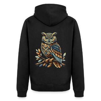 Eule Kunst Geschenk Geburtstag - Unisex Premium Bio Zip Hoodie - Schwarz - Hinten - Nico (187cm)