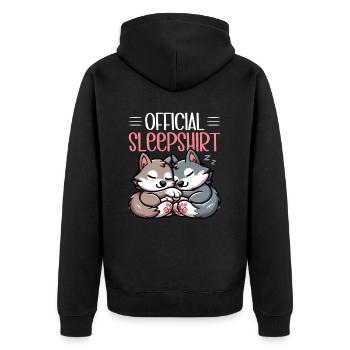Official Sleeping Shirt She-Wolf Funny Wolf - Unisex Premium Organic Zip Hoodie - black - Back - Nico (187cm)