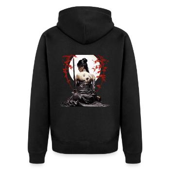Japan Tradition Japanisch Kultur Frau - Unisex Premium Bio Zip Hoodie - Schwarz - Hinten - Nico (187cm)