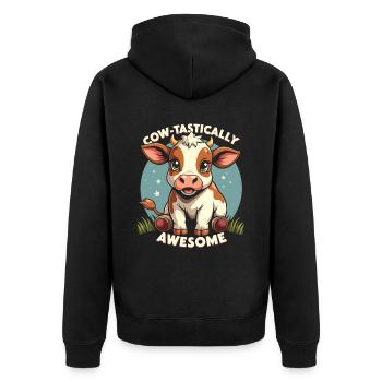 Kühe Muh Kuh Moo Rindvieh Milchkuh Milchbauer - Unisex Premium Bio Zip Hoodie - Schwarz - Hinten - Nico (187cm)