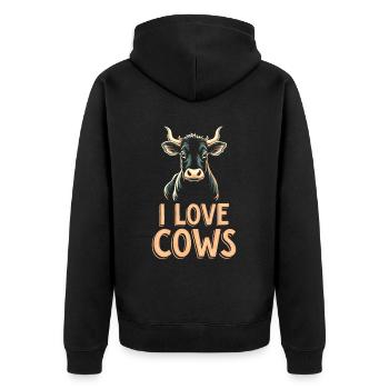 Kühe Muh Kuh Moo Rindvieh Milchkuh Milchbauer - Unisex Premium Bio Zip Hoodie - Schwarz - Hinten - Nico (187cm)