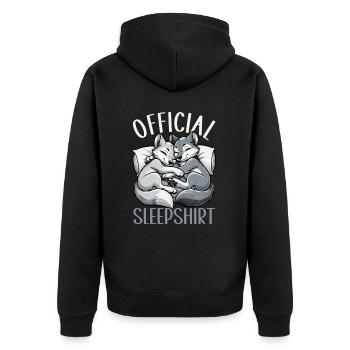 Official Sleeping Shirt She-Wolf Funny Wolf - Unisex Premium Organic Zip Hoodie - black - Back - Nico (187cm)