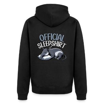 Offizielles Schlafshirt Lustiger Tapir Pyjama - Unisex Premium Bio Zip Hoodie - Schwarz - Hinten - Nico (187cm)