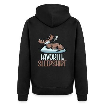 Offizielles Schlafshirt Lustiger Elch - Unisex Premium Bio Zip Hoodie - Schwarz - Hinten - Nico (187cm)