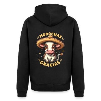 Kühe Muh Kuh Moo Rindvieh Milchkuh Milchbauer - Unisex Premium Bio Zip Hoodie - Schwarz - Hinten - Nico (187cm)