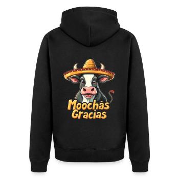 Kühe Muh Kuh Moo Rindvieh Milchkuh Milchbauer - Unisex Premium Bio Zip Hoodie - Schwarz - Hinten - Nico (187cm)