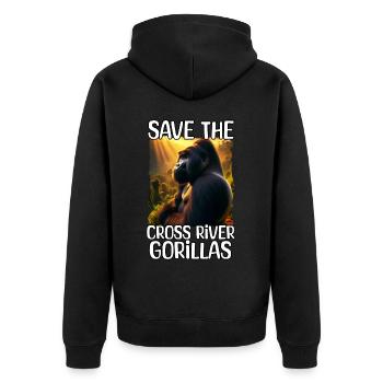 Cross River Gorilla - Unisex Premium Organic Zip Hoodie - black - Back - Nico (187cm)