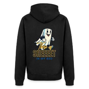 Funny Ghost Saying Occult Halloween Ghost - Unisex Premium Organic Zip Hoodie - black - Back - Nico (187cm)