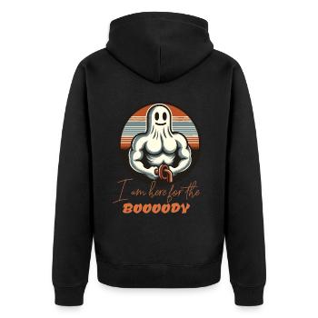 Funny Halloween Streetwear For the Body - Unisex Premium Organic Zip Hoodie - black - Back - Nico (187cm)
