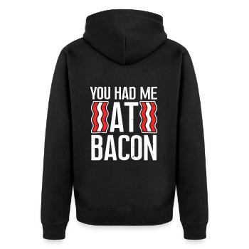You Had Me At Bacon - Unisex Premium Organic Zip Hoodie - black - Back - Nico (187cm)