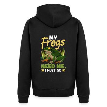 Grenouille amphibie chasseur passionné grenouille - Veste à capuche bio Premium Unisexe - noir - Dos - Nico (187cm)