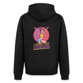 Gymnastics I Stick The Landing - Unisex Premium Organic Zip Hoodie - black - Back - Nico (187cm)