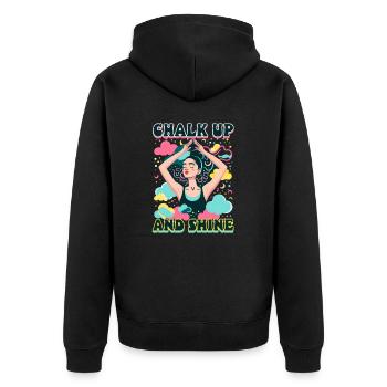 Gymnastik Kreide Und Glänzen - Unisex Premium Bio Zip Hoodie - Schwarz - Hinten - Nico (187cm)
