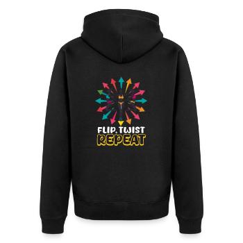 Gymnastique Flip, Twist, Repeat - Veste à capuche bio Premium Unisexe - noir - Dos - Nico (187cm)