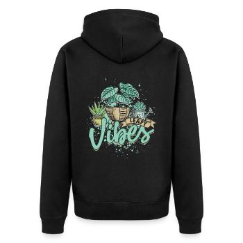Plant Collector Plant Leafy Vibes - Unisex Premium Organic Zip Hoodie - black - Back - Nico (187cm)