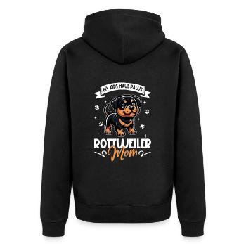 Rottweiler Mama - Unisex Premium Bio Zip Hoodie - Schwarz - Hinten - Nico (187cm)