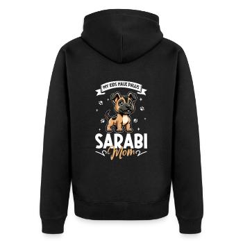 Zentral persischer Hirtenhund Qhadrejooni Mama - Unisex Premium Bio Zip Hoodie - Schwarz - Hinten - Nico (187cm)