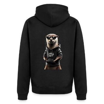 Lustiges Otter Chill Out Tierliebhaber Chillen - Unisex Premium Bio Zip Hoodie - Schwarz - Hinten - Nico (187cm)