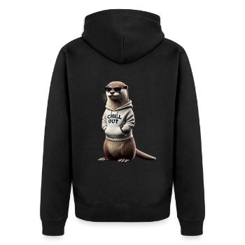 Funny Otter Chill Out Animal Lover Chill - Unisex Premium Organic Zip Hoodie - black - Back - Nico (187cm)
