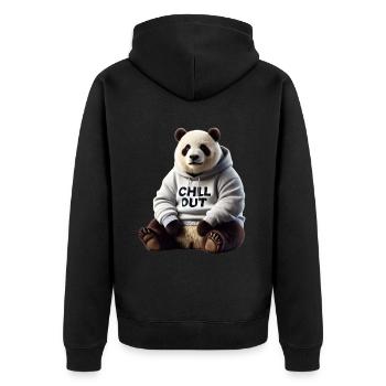 Funny Panda Bear Chill Out Animal Lover Chill - Unisex Premium Organic Zip Hoodie - black - Back - Nico (187cm)