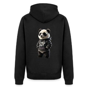 Funny Panda Bear Chill Out Animal Lover Chill - Unisex Premium Organic Zip Hoodie - black - Back - Nico (187cm)