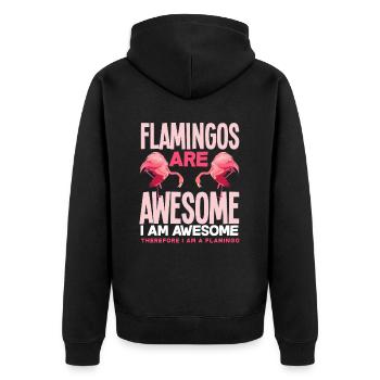 Flamingo Ich Bin Ein Flamingo - Unisex Premium Bio Zip Hoodie - Schwarz - Hinten - Nico (187cm)