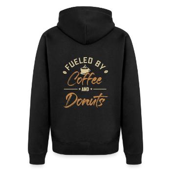 Fueled by Coffee and Donuts Doughnut Glazed Maker - Unisex Premium Organic Zip Hoodie - black - Back - Nico (187cm)