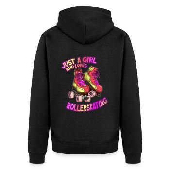 Rollerskating Rollschuh fahren Girl Mädchen Spruch - Unisex Premium Bio Zip Hoodie - Schwarz - Hinten - Nico (187cm)