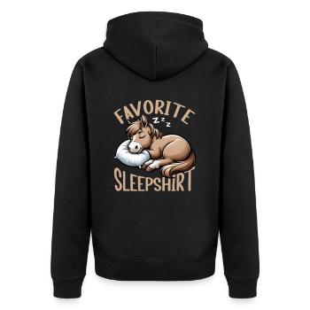 Offizielles Schlafshirt Lustiges Pferd Pyjama - Unisex Premium Bio Zip Hoodie - Schwarz - Hinten - Nico (187cm)