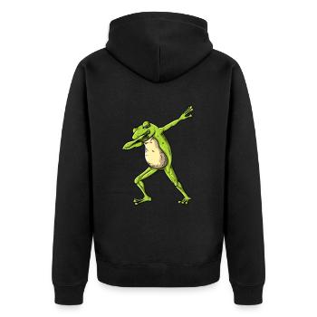 Dab Dancing Toad in the Frog Pond Nature T-Shirt - Unisex Premium Organic Zip Hoodie - black - Back - Nico (187cm)