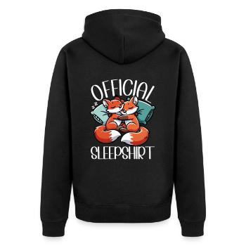 Offizielles Schlafshirt Lustiger Fuchs Pyjama - Unisex Premium Bio Zip Hoodie - Schwarz - Hinten - Nico (187cm)