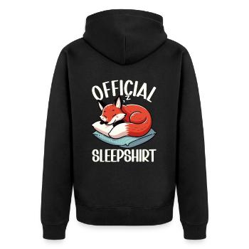 Official Sleep Shirt Funny Fox Pajamas - Unisex Premium Organic Zip Hoodie - black - Back - Nico (187cm)