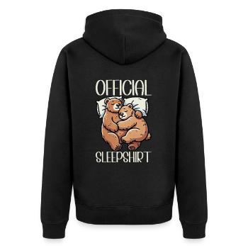 Offizielles Schlafshirt Lustiger Grizzly Bär - Unisex Premium Bio Zip Hoodie - Schwarz - Hinten - Nico (187cm)