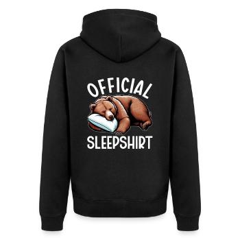 Offizielles Schlafshirt Lustiger Grizzly Bär - Unisex Premium Bio Zip Hoodie - Schwarz - Hinten - Nico (187cm)