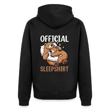 Offizielles Schlafshirt Lustiger Grizzly Bär - Unisex Premium Bio Zip Hoodie - Schwarz - Hinten - Nico (187cm)