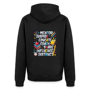 Mentor Inspire Educate Coach Lehrer - Unisex Premium Bio Zip Hoodie - Schwarz - Hinten - Nico (187cm)