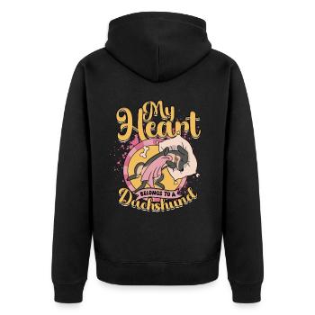 Dackel Mon cœur appartient à un teckel - Veste à capuche bio Premium Unisexe - noir - Dos - Nico (187cm)
