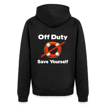Off Duty Save Yourself Funny Lifeguards Island - Unisex Premium Bio Zip Hoodie - Schwarz - Hinten - Nico (187cm)