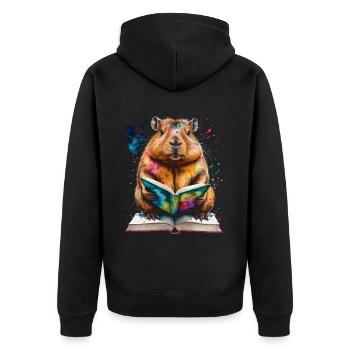 Capybara livre de lecture Capy coloré Animal Design Print - Veste à capuche bio Premium Unisexe - noir - Dos - Nico (187cm)
