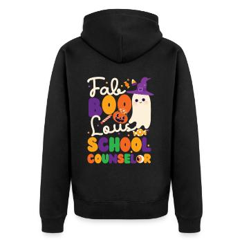 School Counselor Halloween Ghost - Unisex Premium Bio Zip Hoodie - Schwarz - Hinten - Nico (187cm)