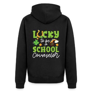 Conseillère scolaire Fête de la Saint-Patrick - Veste à capuche bio Premium Unisexe - noir - Dos - Nico (187cm)